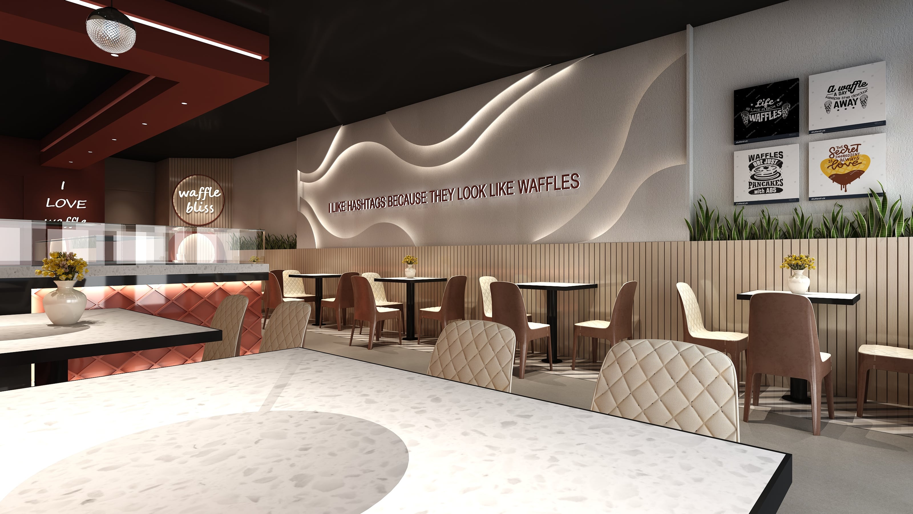 The Waffle Bliss — Restaurants interior design in Surrey, BC by Theia Design Studio — photo 1